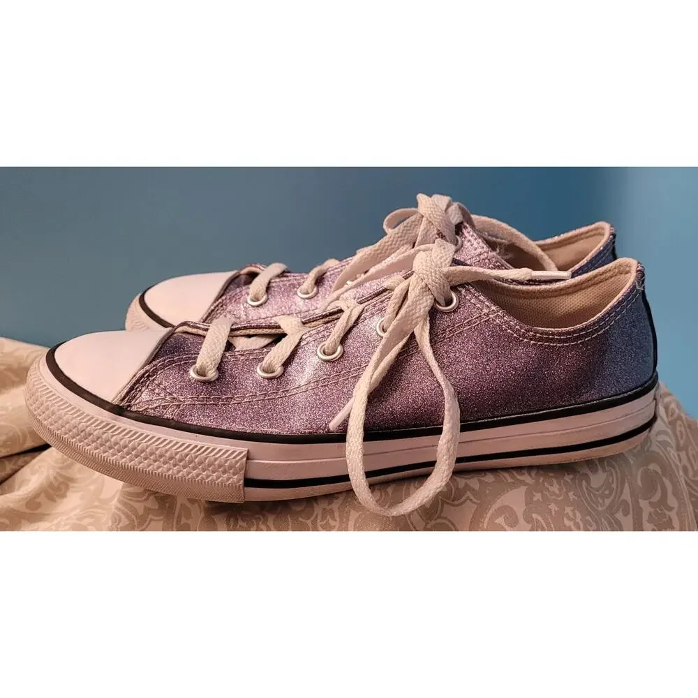 Junior Size 3 All Star Converse Low Top Purple Sparkle Junior Size 3 EUC